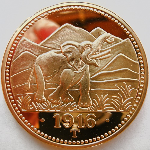  DOA 15 Rupien 1916, Copy, Cu vergoldet, 40 mm, 27,34 g   