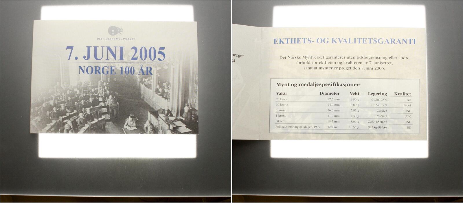  Norwegen: Harald V., Münzset zum 100. Jubliäum der Soveränität Norwegens 2005   