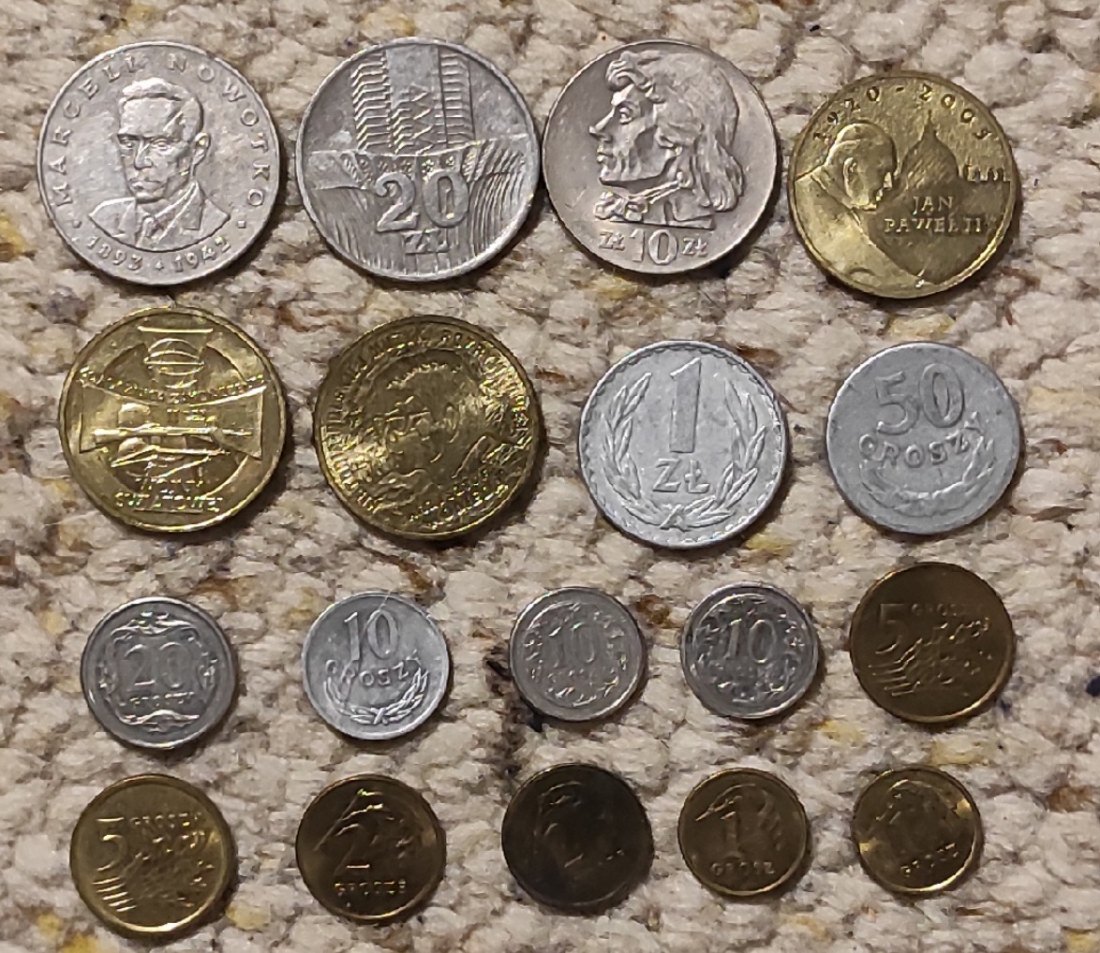  Polen Münzlot mit 18 verschiedenen Münzen   