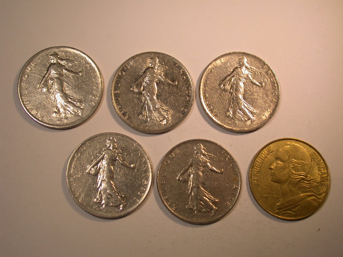  Frankreich 1960-1989  6 Münzen verschieden   Originalbilder   