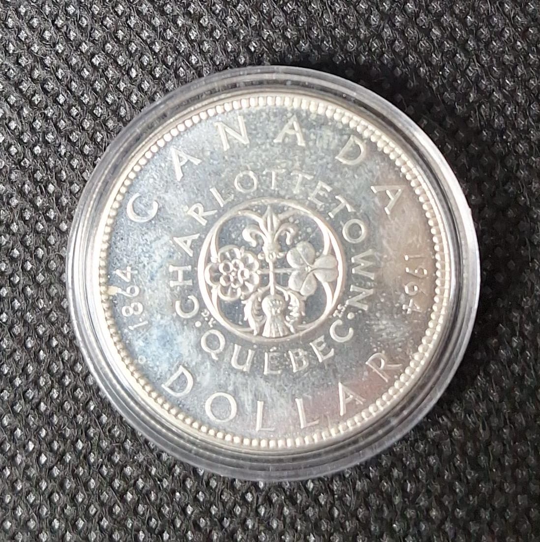  Canada Silber Gedenkmünze, 1 Dollar 1964 Charlottetown Quebec, Feingewicht 18,6 Gramm   