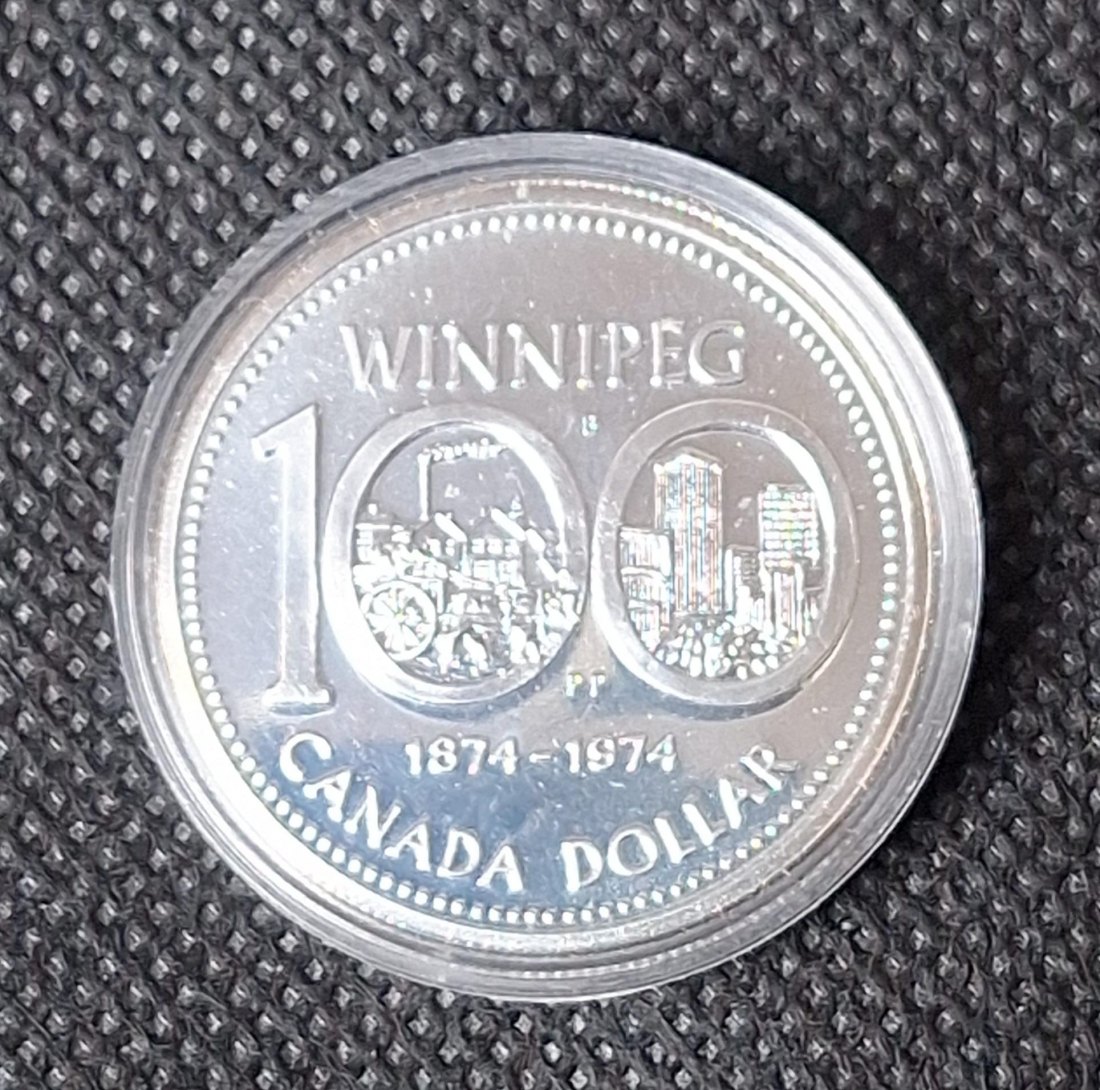  Canada, Silber Gedenkmünze 1 Dollar 1974 Winnipeg, Feingewicht 11,6 Gramm Silber   