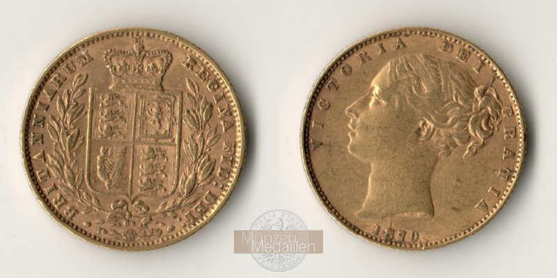 Grossbritannien MM-Frankfurt Feingewicht: 7,32g Gold Sovereign 1870 
