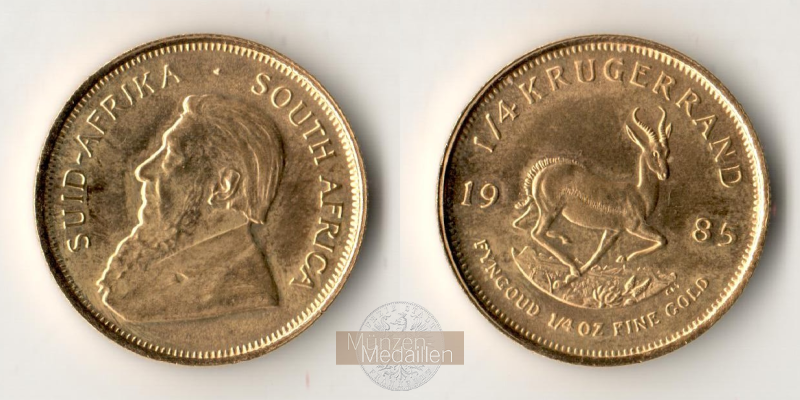 Südafrika  1/4 Unze 1985 MM-Frankfurt   Feingold: 7,775g Krügerrand  