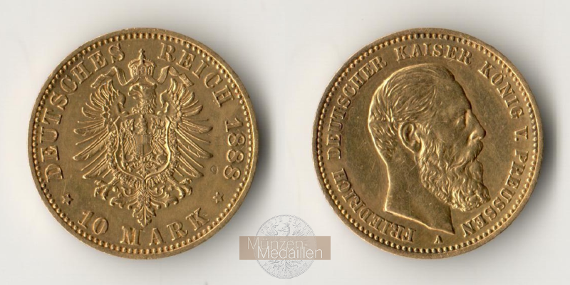 Deutsches Kaiserreich, Preussen. MM-Frankfurt Feingewicht: 3,58g Gold Friedrich III, 10 Mark 1888 A 