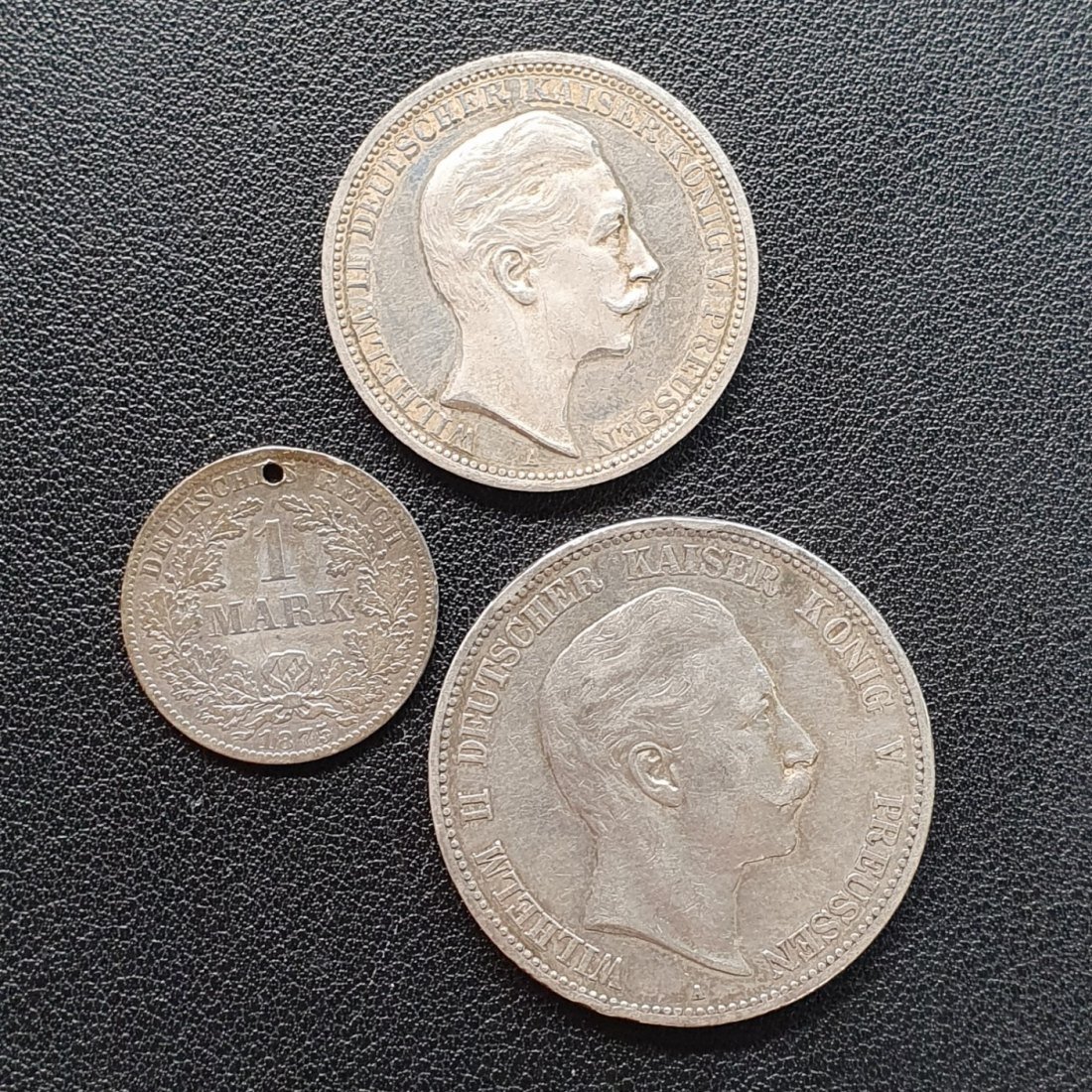  Kaiserreich 3 Münzen alle sehr schlechter Zustand Münzschrott 44,74 Gramm Feinsilber   