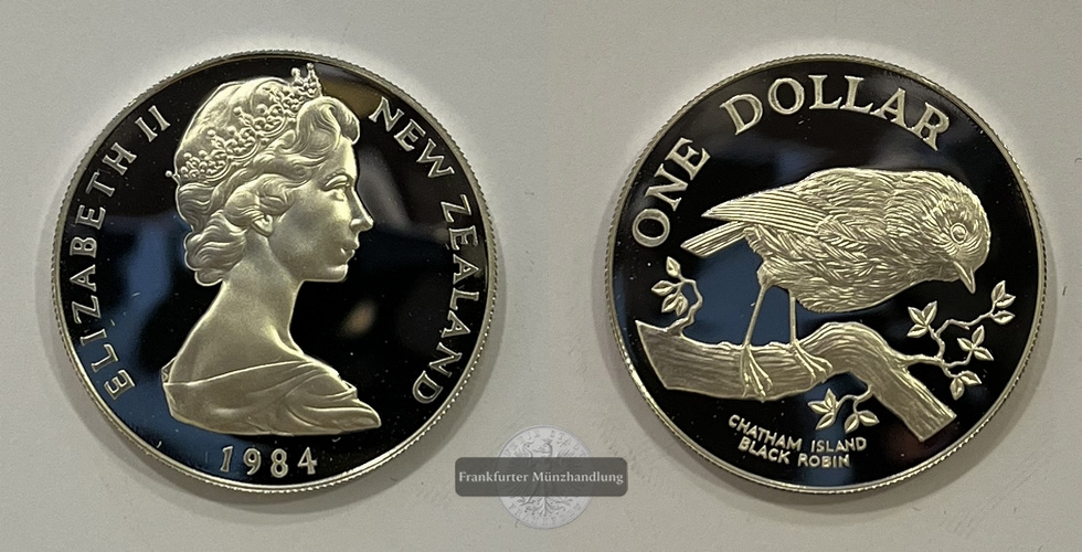  Neuseeland 1 Dollar 1984 Black Robin KM#54a FM-Frankfurt Feingewicht: 25,16g   