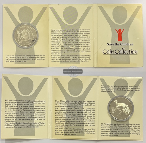  Botswana 2 Pula 1986 Save the Children  FM-Frankfurt KM#22 Feingewicht: 26,15g   