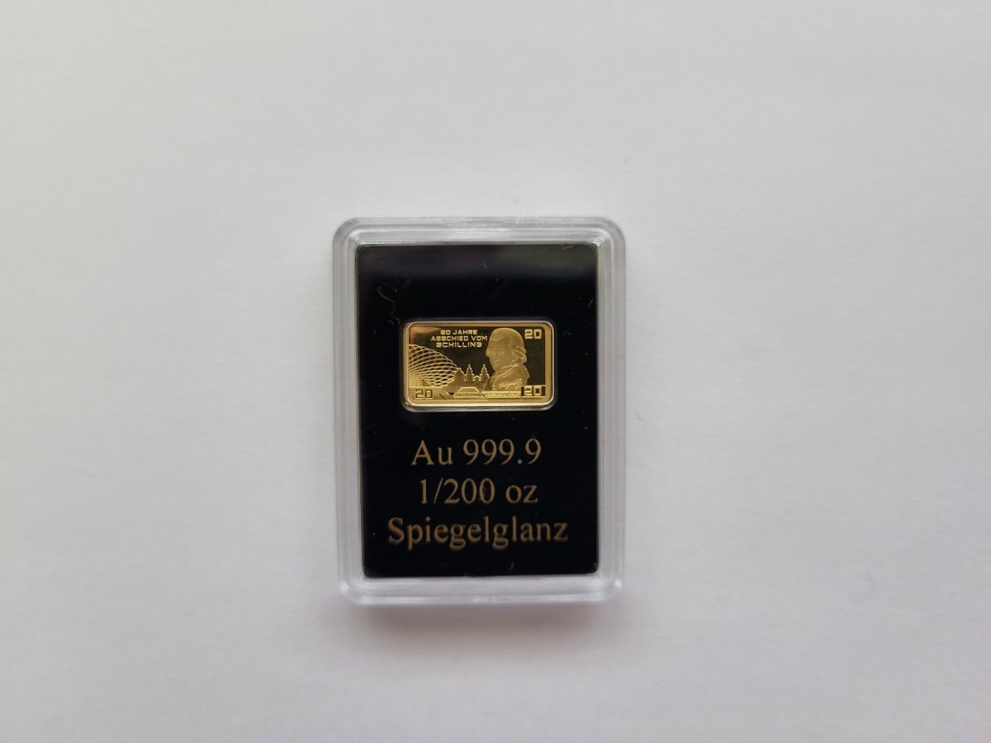  Goldbarren 1/200 Oz 20 Jahre Abschied vom Schilling Österreich Spittalgold9800 (5527   