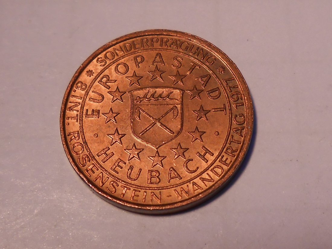  #MED24 Jeton, Heubacher Glücksbringer, Sonderprägung, 8. Internationaler Rosenstein Wandertag 1977   