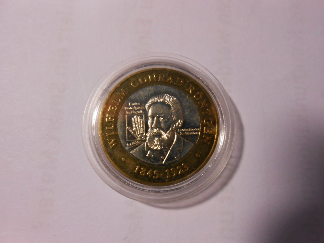  #MED32 Medaille, Bi-Metallprägung Conrad Röntgen, veredelt Deutschland   