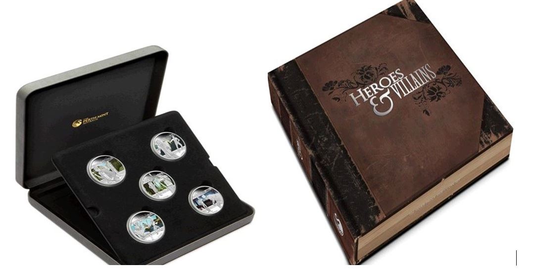  TUVALU-2011- HEROES & VILLAINS  5 coins Set - 5 * 1 OZ SILVER 999 PROOF.PP. Full Packaging.   