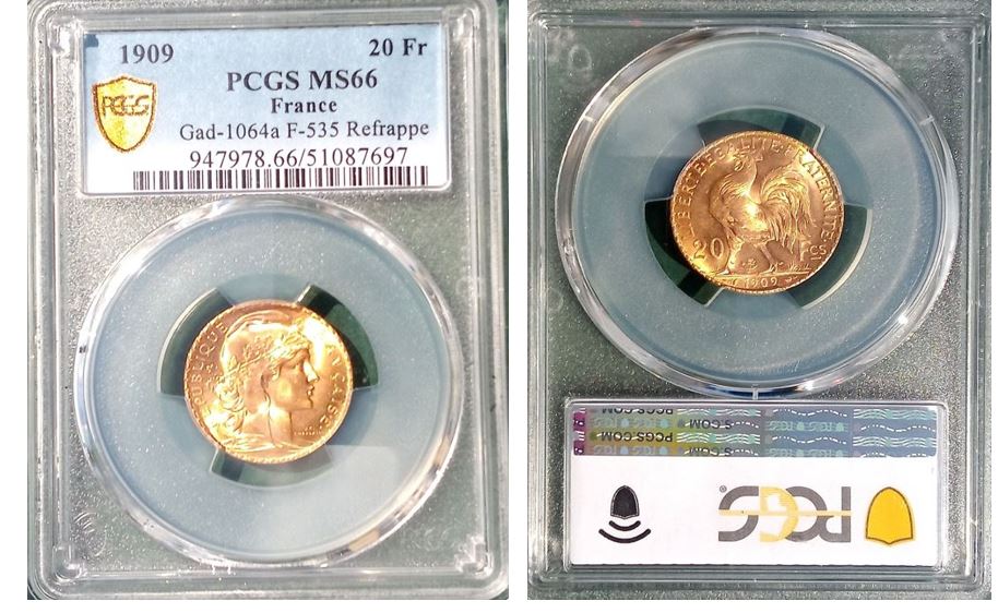  Kirofa - FRANKREICH 20 GOLD FRANCS - MARIANNE 1909 - PCGS MS 66 - Gold 90% - 6.45 gr   
