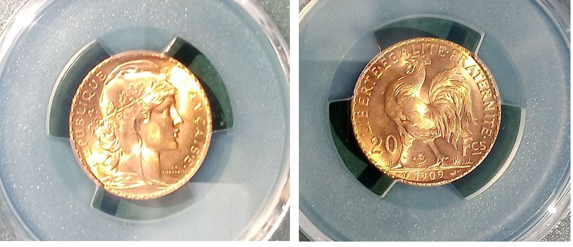  Kirofa - FRANKREICH 20 GOLD FRANCS - MARIANNE 1909 - PCGS MS 66 - Gold 90% - 6.45 gr   