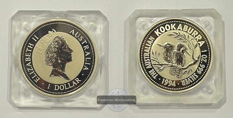  Australien 1 Dollar 1994 Kookaburra KM#212 FM-Frankfurt Feinsilber: 31,1g   