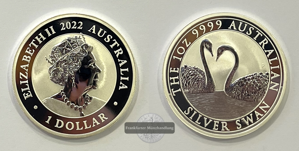  Australien  1 Dollar  2022 Silver Swan KM#4347 FM-Frankfurt  Feinsilber: 31,1g   