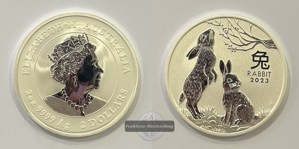  Australien  2 Dollars  2023 Year of the Rabbit  FM-Frankfurt KM#4566 Feinsilber: 31,1g   