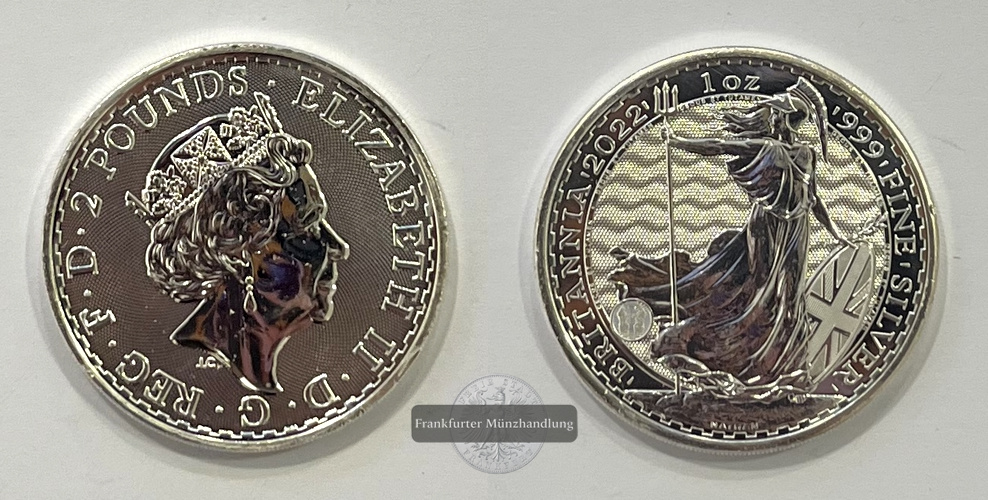  Großbritannien 2 Pounds 2022 Britannia  FM-Frankfurt  Feinsilber: 31,1g   
