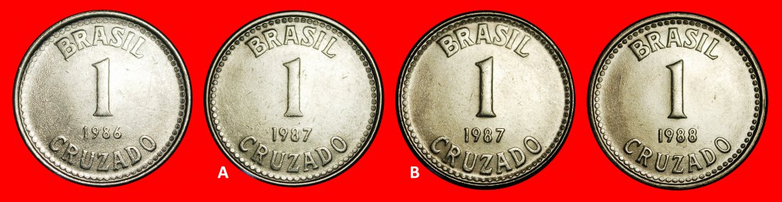  Ⰺ SOUTHERN CROSS: BRAZIL ★ 1 CRUZADO 1986, 1987, 1988! 4 DISCOVERY COINS!★LOW START ★ NO RESERVE!   