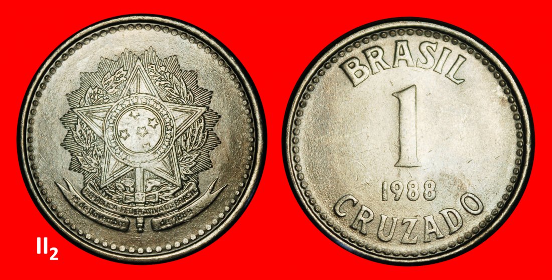  Ⰺ SOUTHERN CROSS: BRAZIL ★ 1 CRUZADO 1988 DIE II2! DISCOVERY COIN!★LOW START ★ NO RESERVE!   