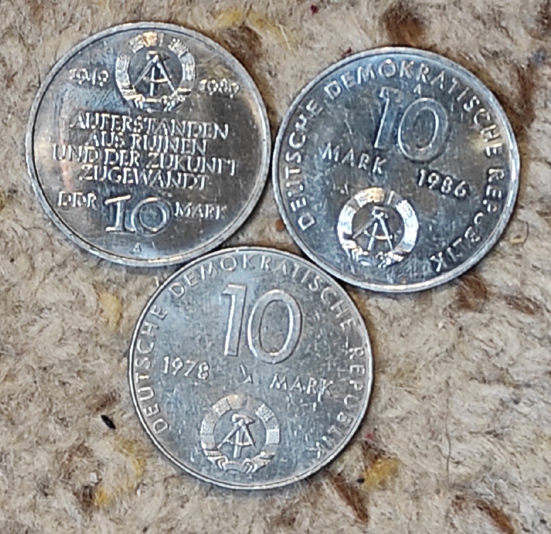  d001: DDR kleines Münzlot mit 3 Münzen   