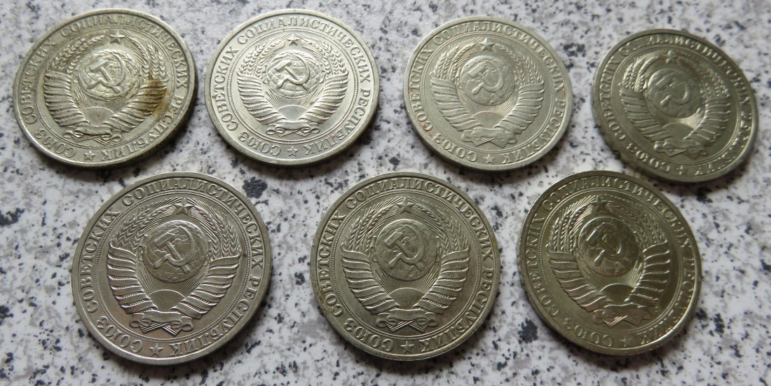  Sowjetunion 1 Rubel 1961 - 1991, 7 vercshiedene Jahrgänge   