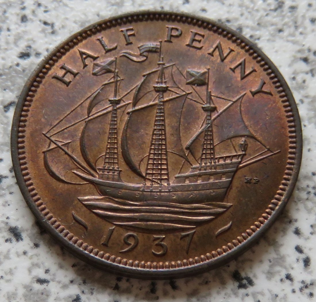 Großbritannien 1/2 Penny 1937 / Großbritannien half Penny 1937, Erhaltung   