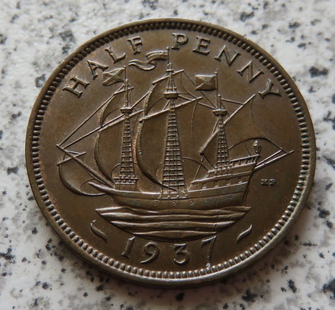  Großbritannien 1/2 Penny 1937 / Großbritannien half Penny 1937, Erhaltung   