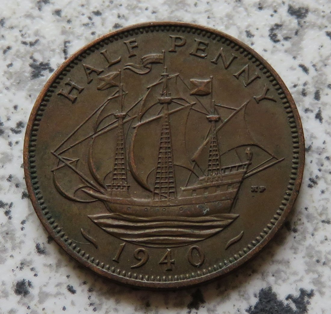  Großbritannien 1/2 Penny 1940 / Großbritannien half Penny 1940, besser   