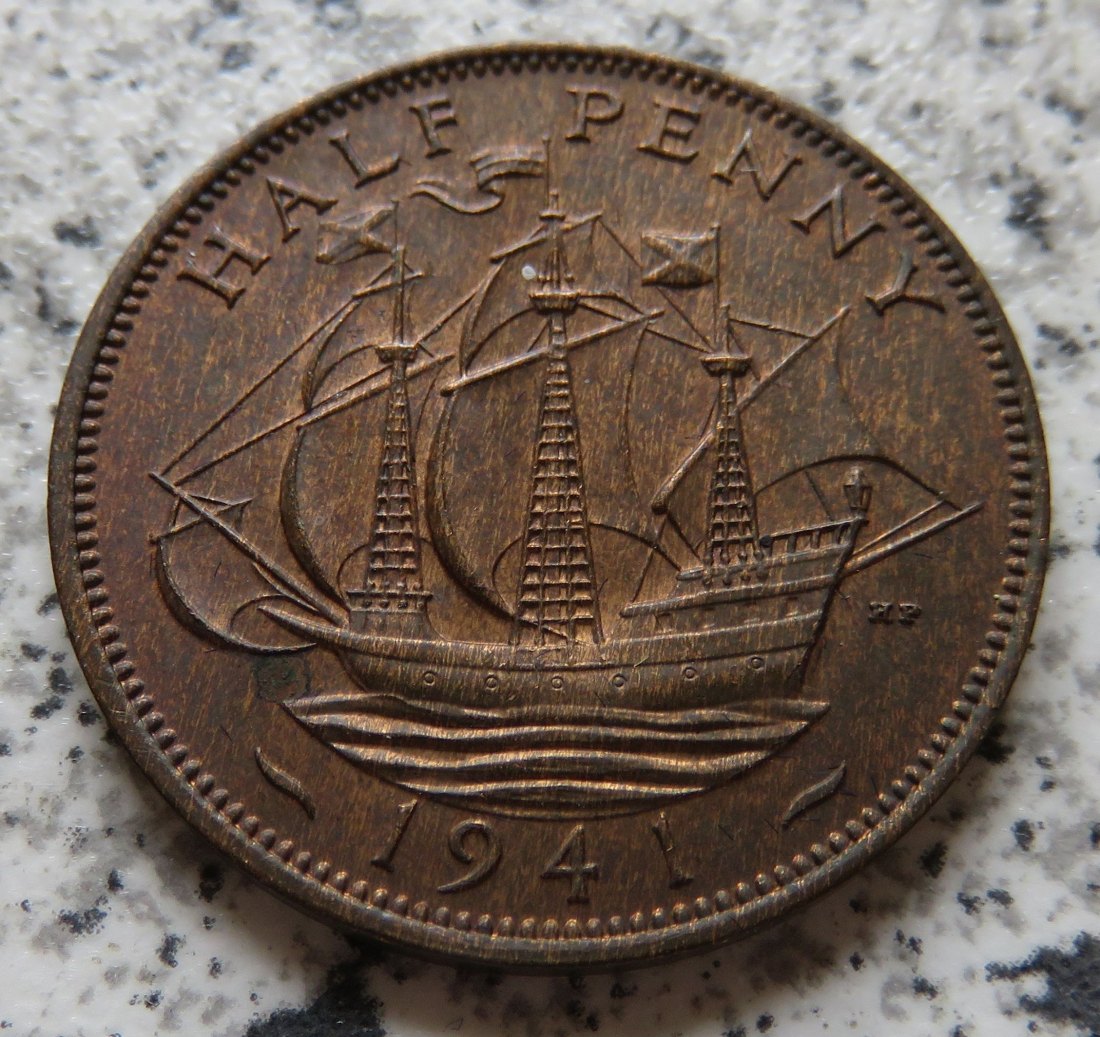  Großbritannien 1/2 Penny 1941 / Großbritannien half Penny 1941, Erhaltung   