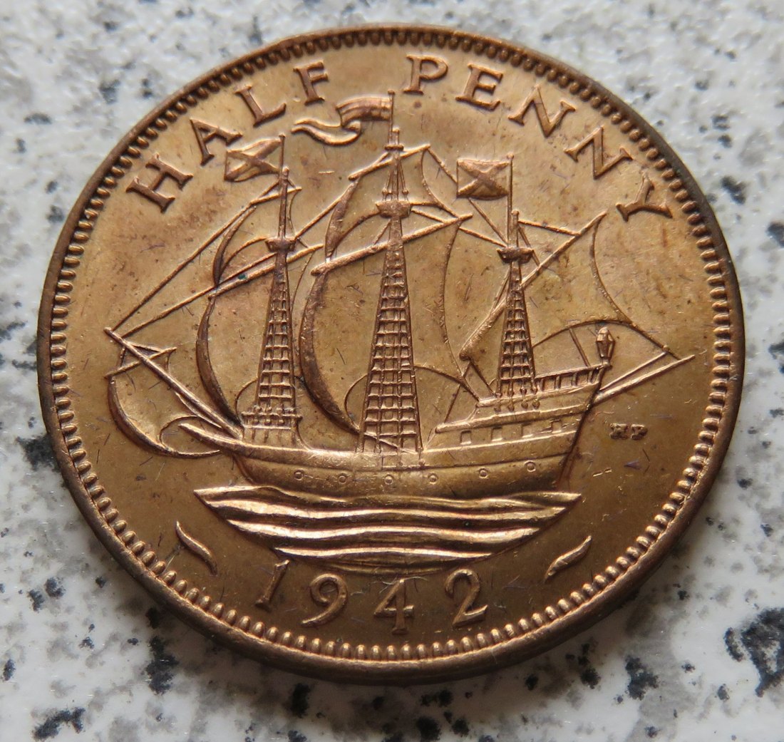  Großbritannien 1/2 Penny 1942 / Großbritannien half Penny 1942, Erhaltung   