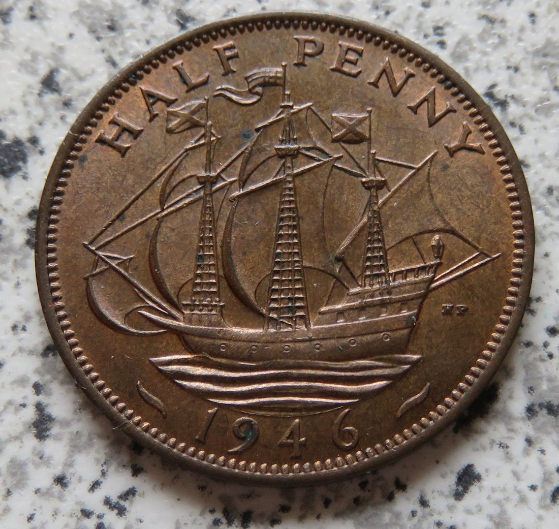 Großbritannien 1/2 Penny 1946 / Großbritannien half Penny 1946, Erhaltung   