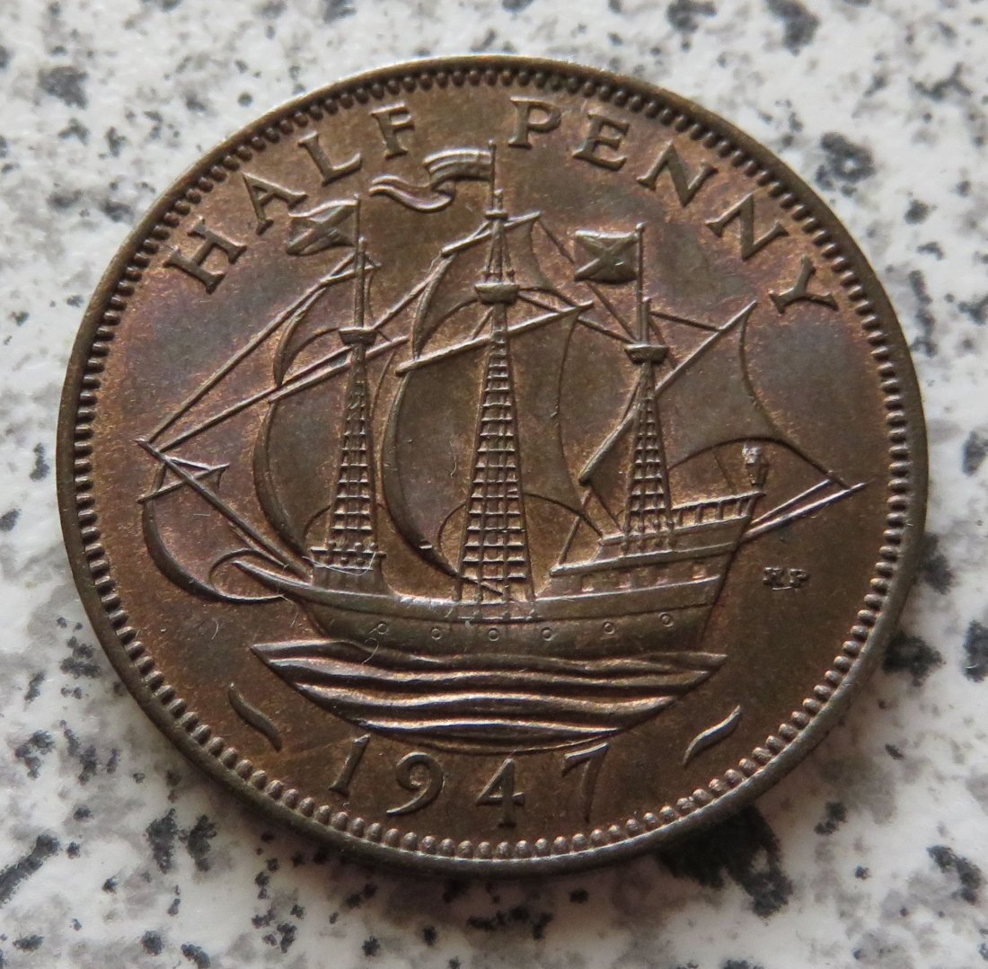  Großbritannien 1/2 Penny 1947 / Großbritannien half Penny 1947, Erhaltung   
