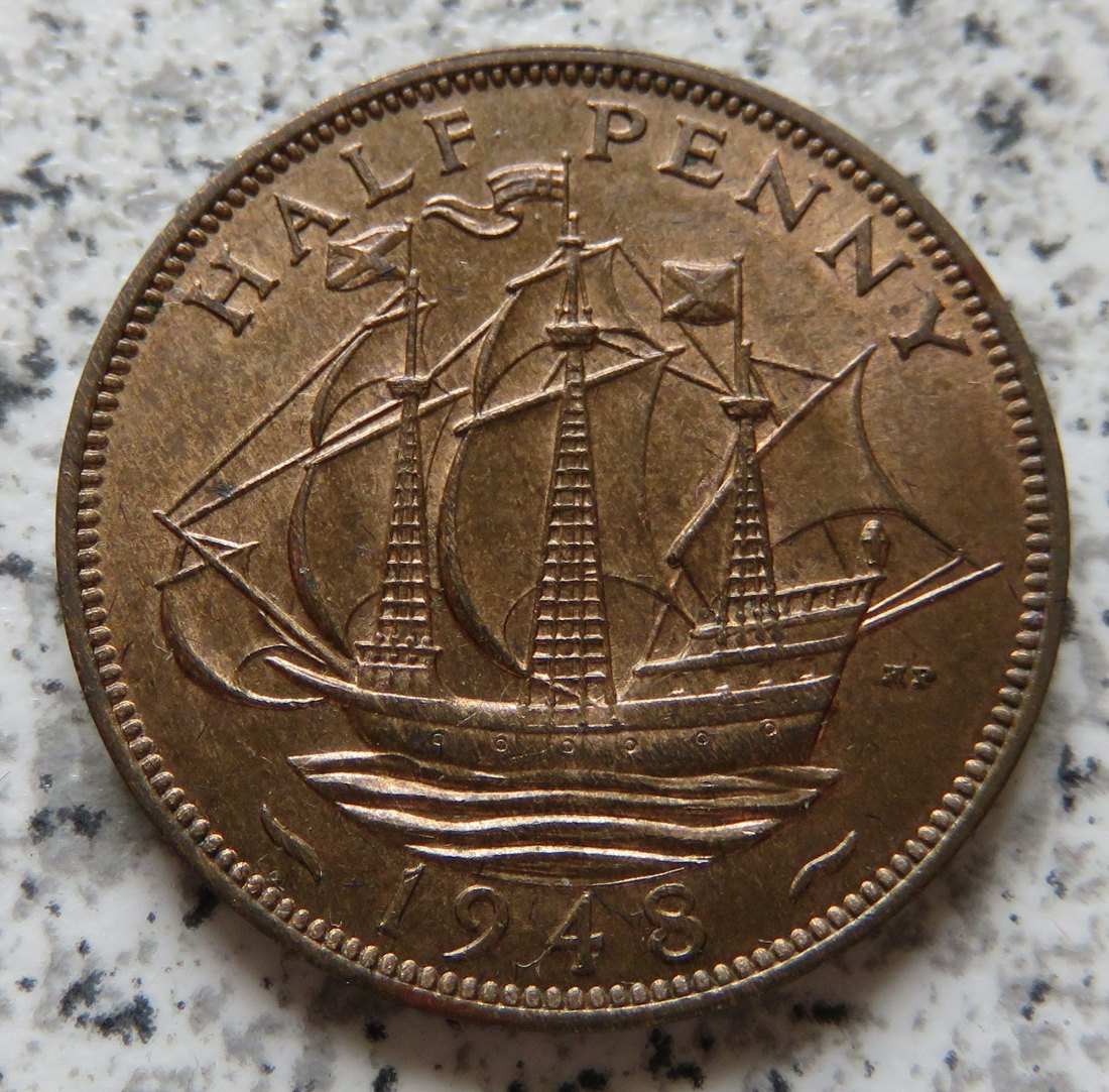  Großbritannien 1/2 Penny 1948 / Großbritannien half Penny 1948, Erhaltung   