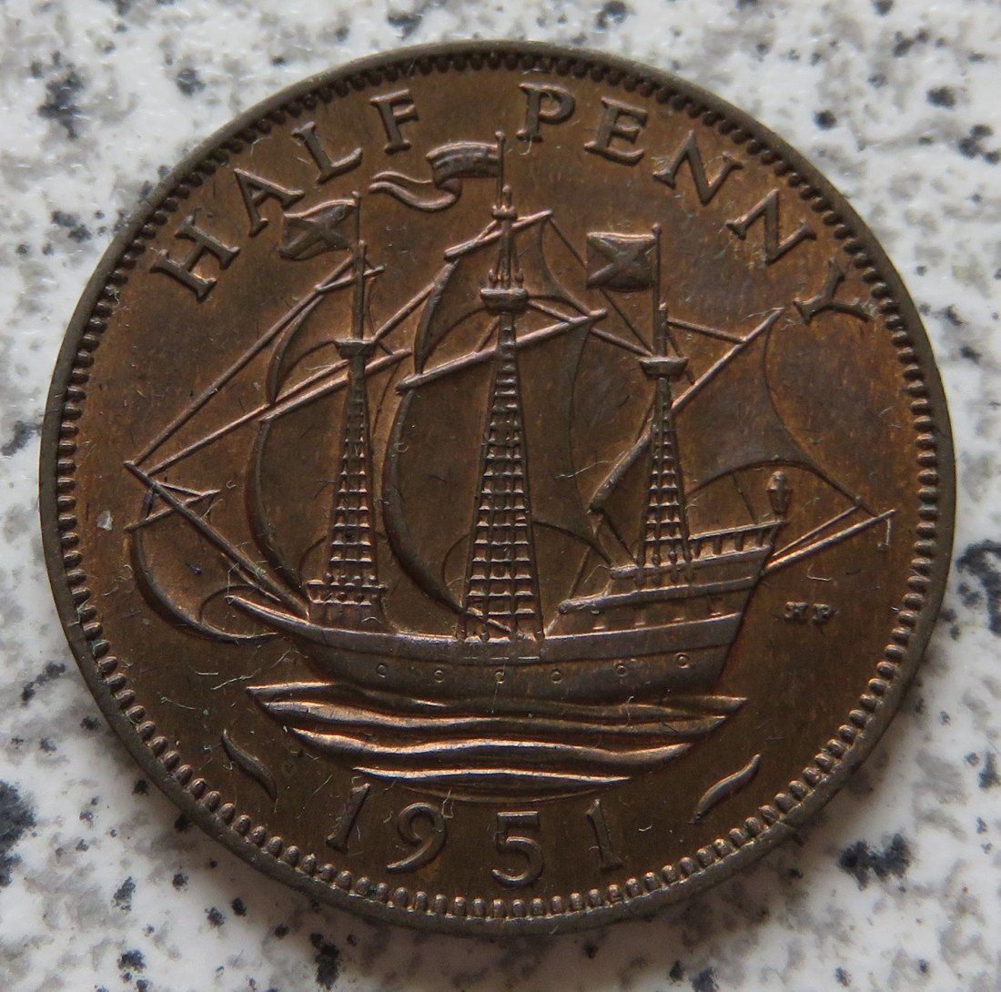  Großbritannien 1/2 Penny 1951 / Großbritannien half Penny 1951, Erhaltung   