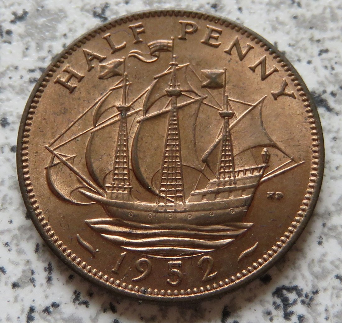  Großbritannien 1/2 Penny 1952 / Großbritannien half Penny 1952, Erhaltung   