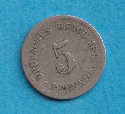  Kaiserreich 5 Pfennig 1876 J   