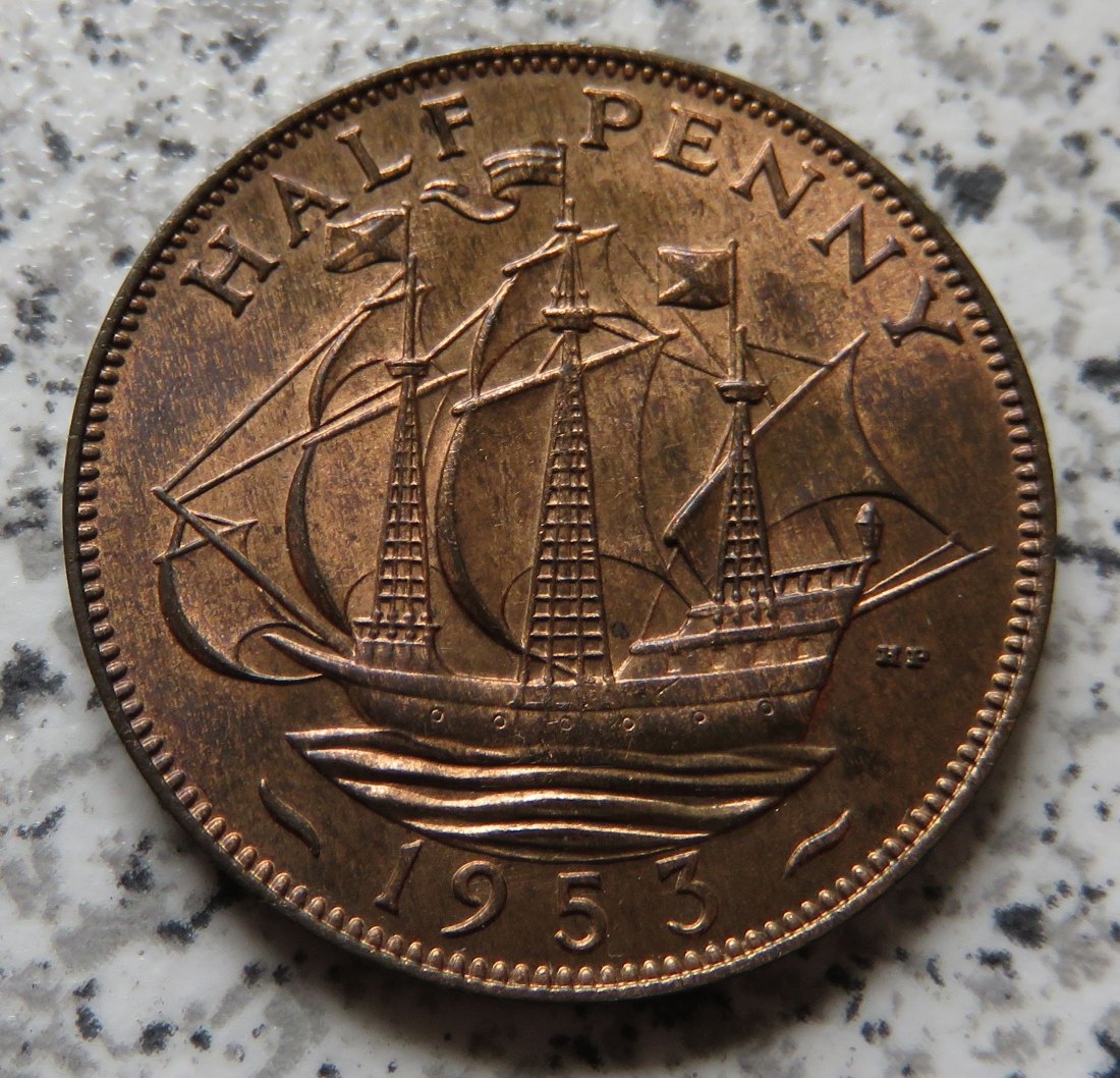  Großbritannien 1/2 Penny 1953 / Großbritannien half Penny 1953, Erhaltung   