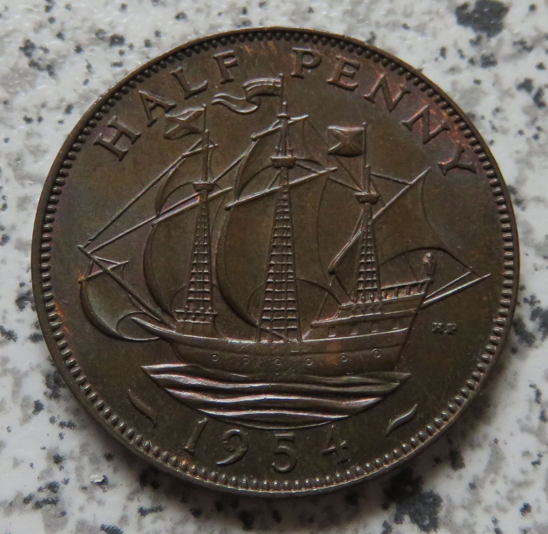  Großbritannien 1/2 Penny 1954 / Großbritannien half Penny 1954, Erhaltung   