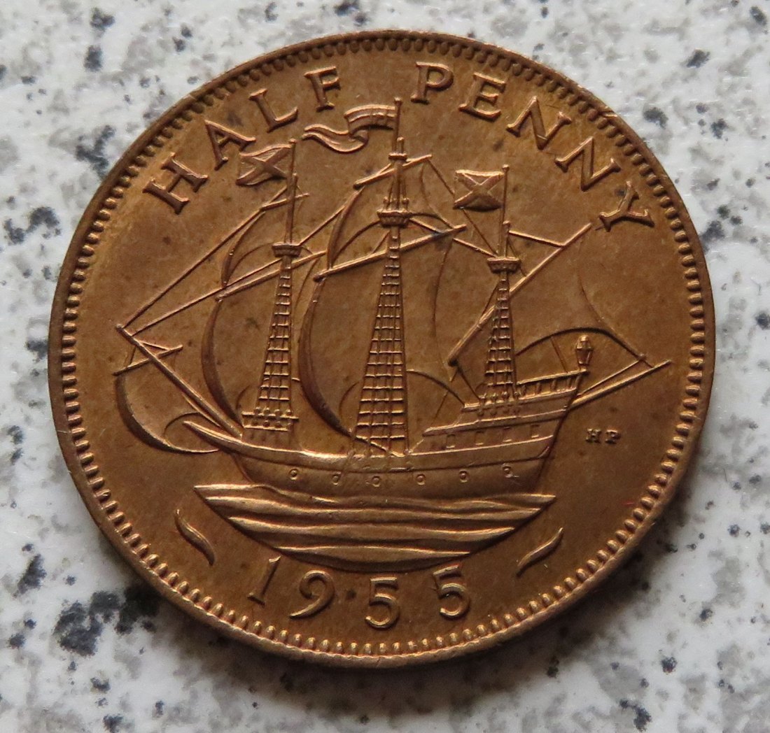  Großbritannien 1/2 Penny 1955 / Großbritannien half Penny 1955, Erhaltung   