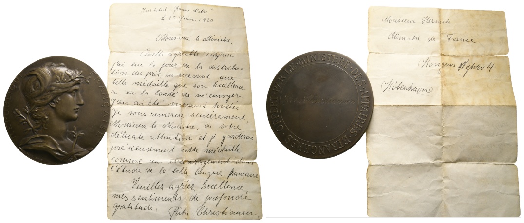  Medaille; Frankreich; Rita Christiansen; Bronze; im Etui (nicht das Original) 180,67 g; Ø 75,40 mm   