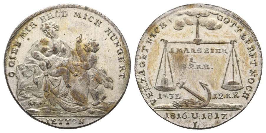  Jeton; Hungertaler 1816 / 1817; 12,60 g; Ø 33,44 mm   