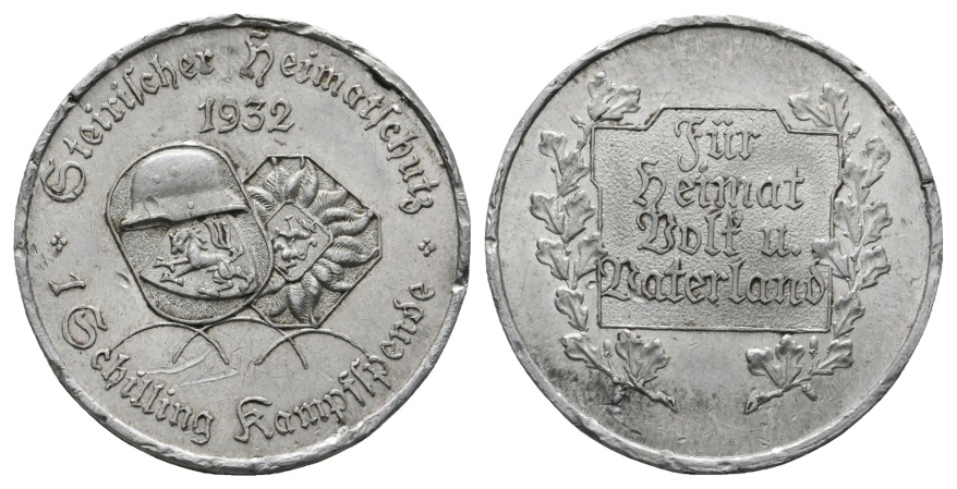  Medaille; 1 Schilling Kampfspende 1932; unedel; 2,33 g; Ø 30,24 mm   