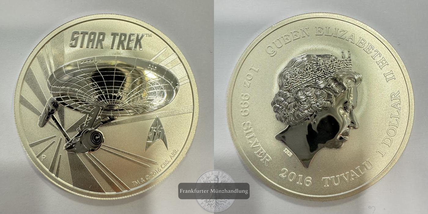  Tuvalu 1 Dollar 2016 Star Trek  FM-Frankfurt  Feinsilber: 31,1g   