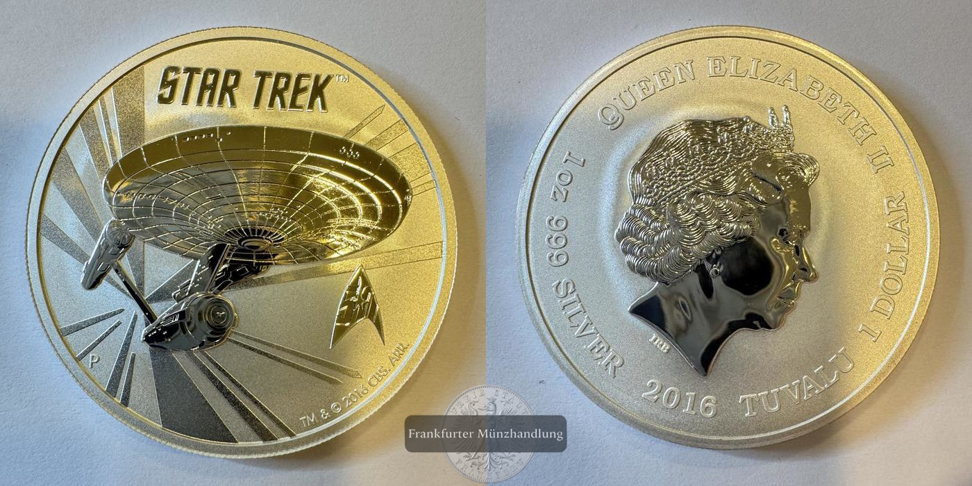  Tuvalu 1 Dollar 2016 Star Trek  FM-Frankfurt  Feinsilber: 31,1g   