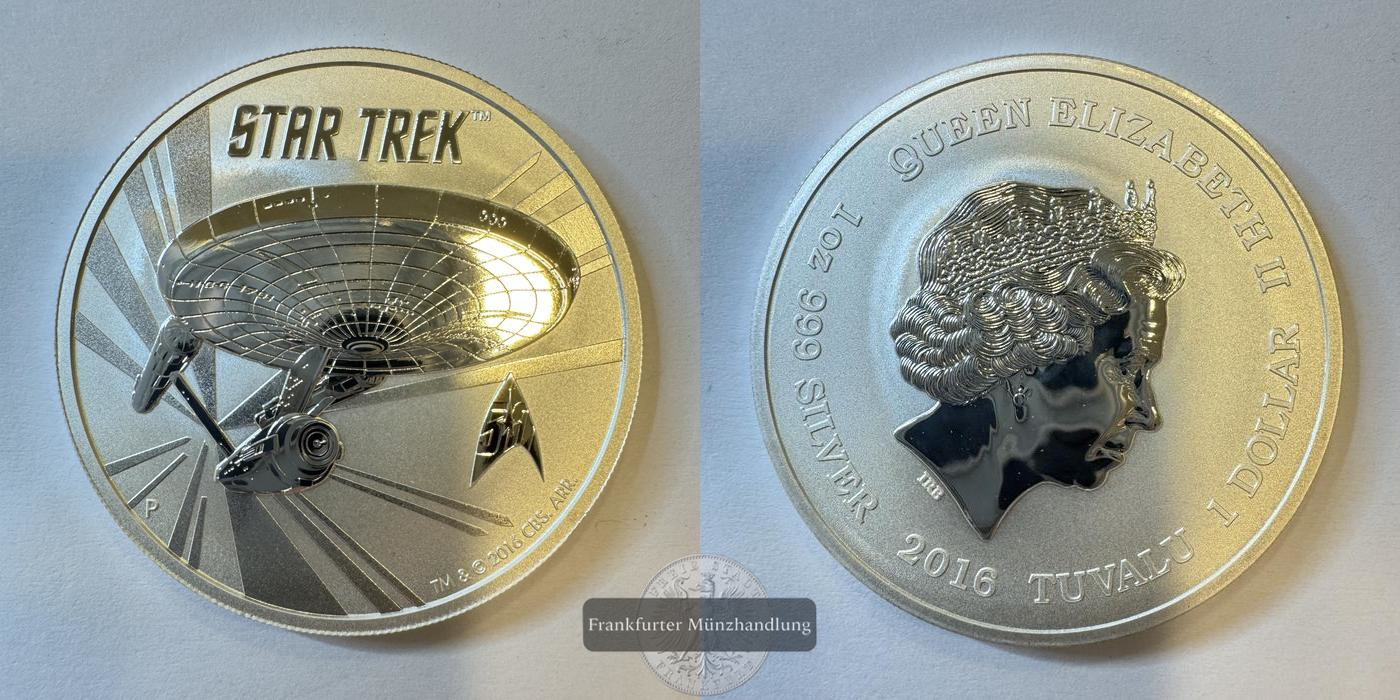 Tuvalu 1 Dollar 2016 Star Trek  FM-Frankfurt  Feinsilber: 31,1g   