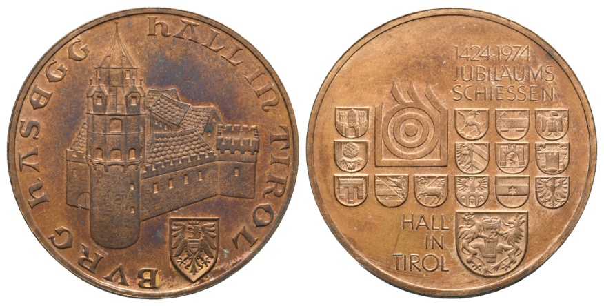  Medaille 1974; Hall in Tirol; Jubiläumsschießen; unedel; 23,85 g; Ø 40,11 mm   