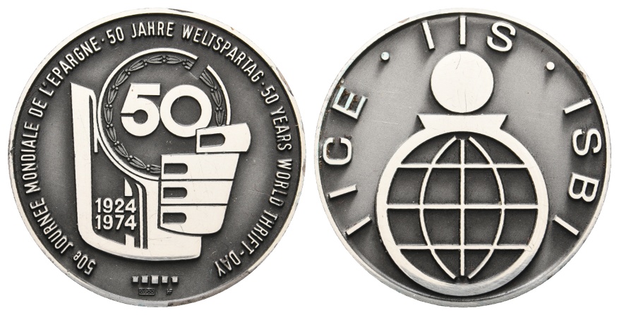  Medaille 1974; 50 Jahre Weltspartag; unedel; 22,84 g; Ø 35,03 mm   
