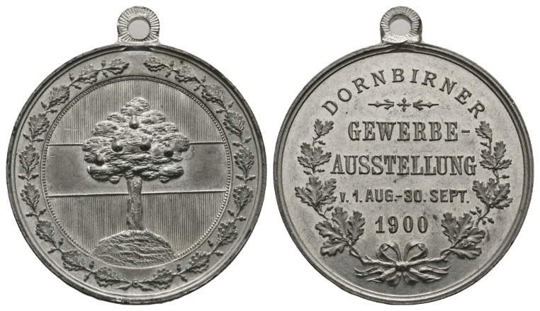  Medaille 1900; Dornbirner Gewerbeausstellung; unedel; gehenkelt; 18,87 g; Ø 40,02 mm   