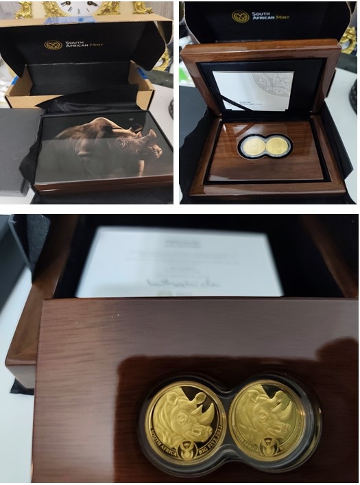  Rhino - Nashorn Big Five II. Doppel-Satz - Südafrika - GOLD 2 x 1/4 Oz PP PROOF   